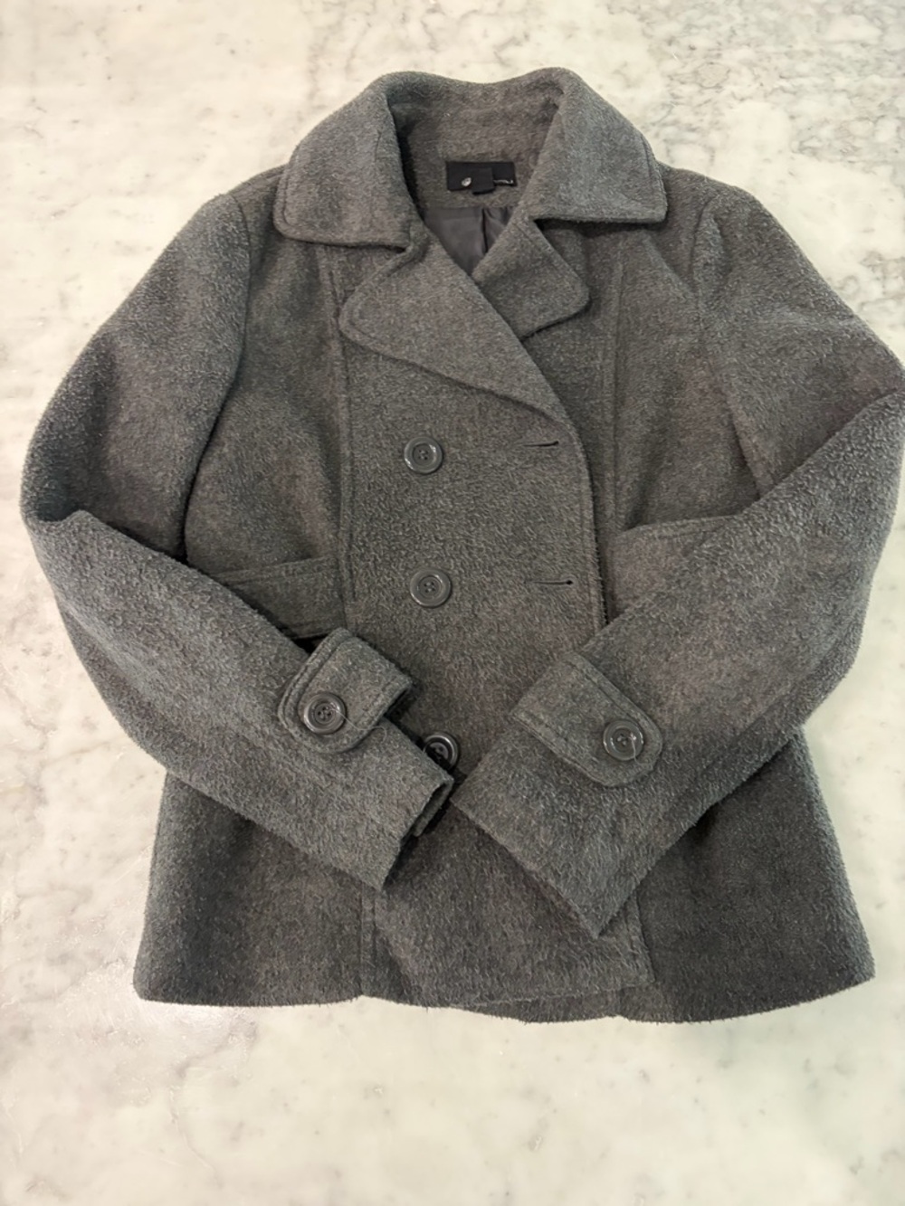Forever 21 Gray Double-Breasted Pea Coat